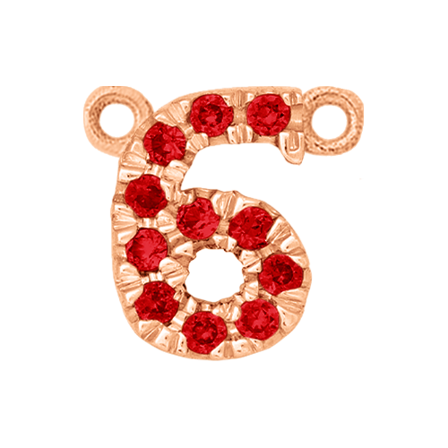 Ruby + 14k Rose Gold Number Charm