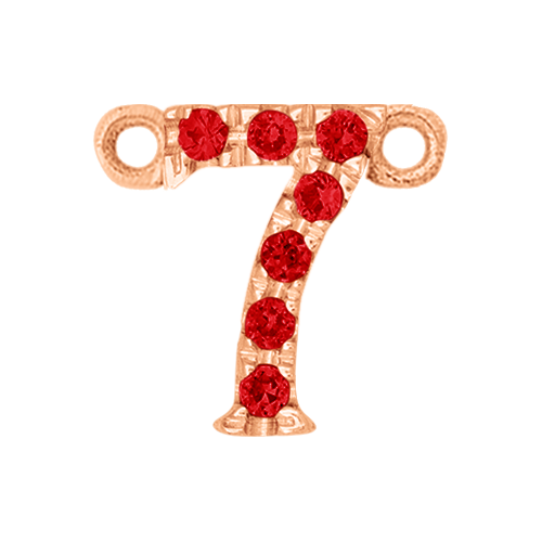 Ruby + 14k Rose Gold Number Charm