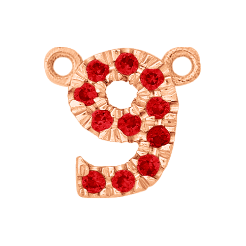 Ruby + 14k Rose Gold Number Charm