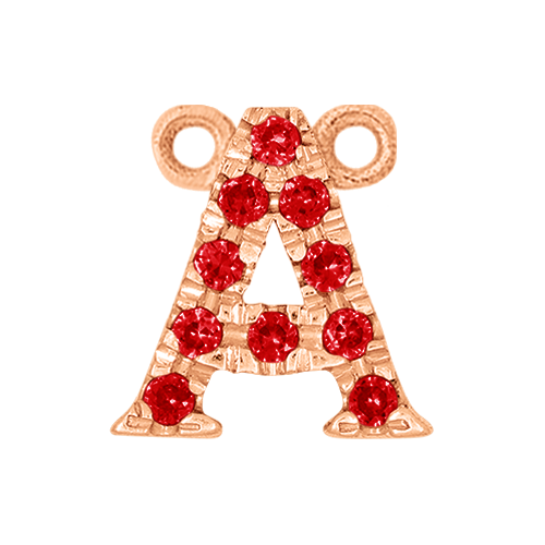 Ruby + 14k Rose Gold Letter Charm