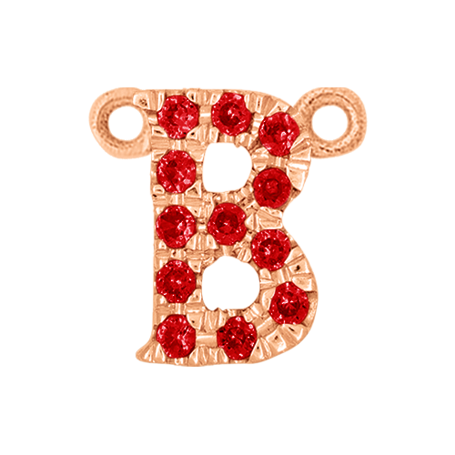 Ruby + 14k Rose Gold Letter Charm