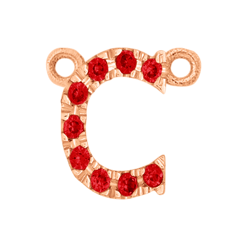 Ruby + 14k Rose Gold Letter Charm