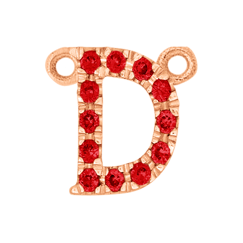 Ruby + 14k Rose Gold Letter Charm