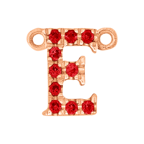 Ruby + 14k Rose Gold Letter Charm