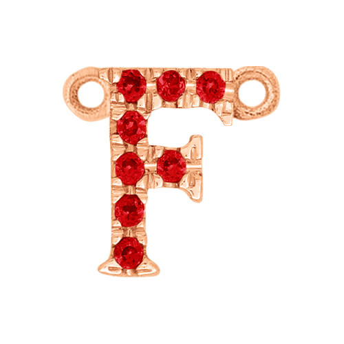 Ruby + 14k Rose Gold Letter Charm