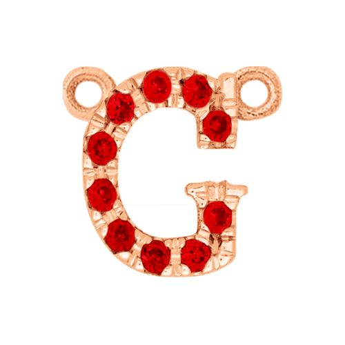 Ruby + 14k Rose Gold Letter Charm