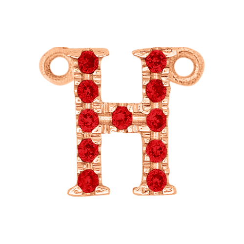Ruby + 14k Rose Gold Letter Charm
