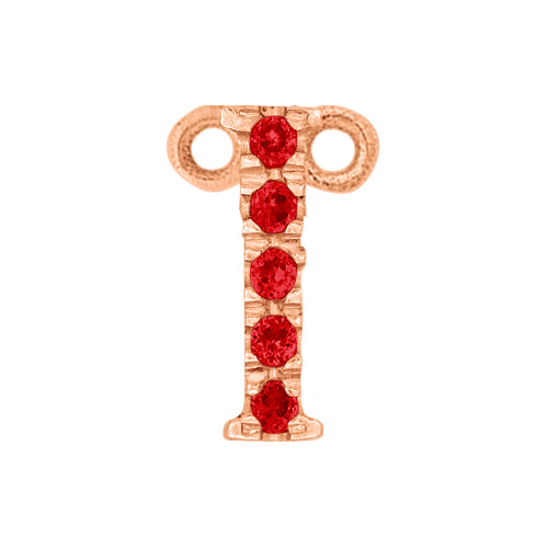 Ruby + 14k Rose Gold Letter Charm
