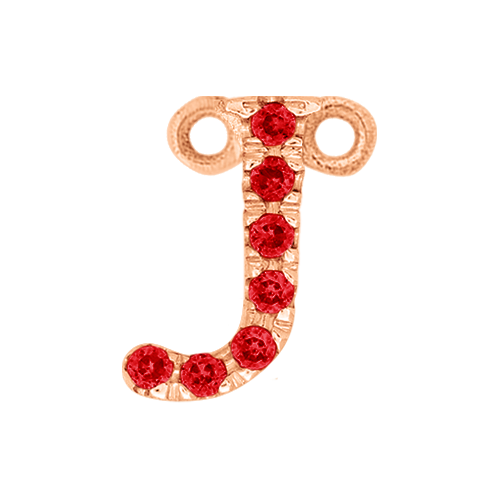 Ruby + 14k Rose Gold Letter Charm