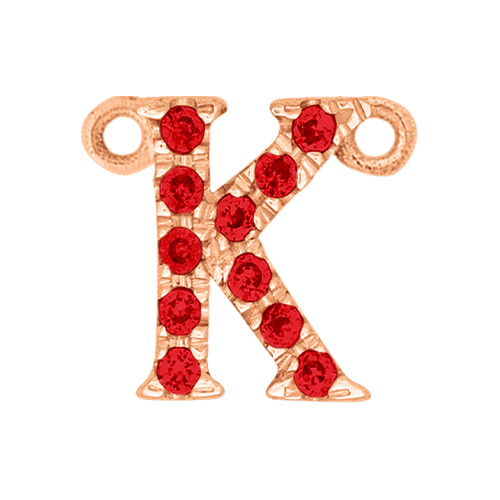 Ruby + 14k Rose Gold Letter Charm