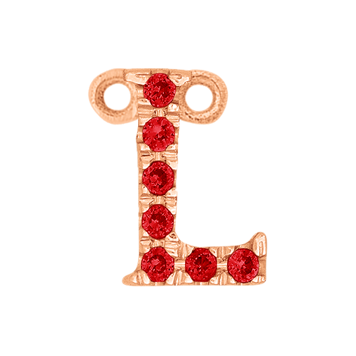 Ruby + 14k Rose Gold Letter Charm