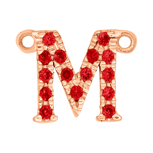 Ruby + 14k Rose Gold Letter Charm