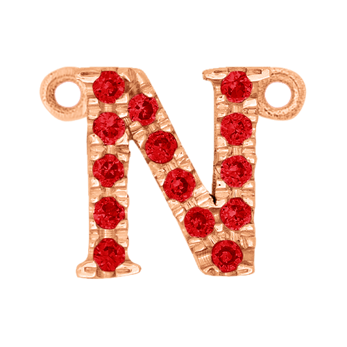 Ruby + 14k Rose Gold Letter Charm