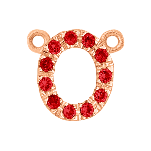 Ruby + 14k Rose Gold Letter Charm
