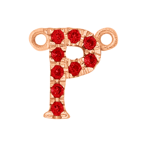 Ruby + 14k Rose Gold Letter Charm