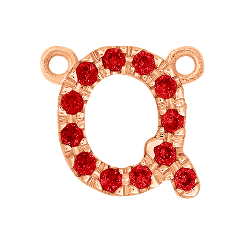 Ruby + 14k Rose Gold Letter Charm