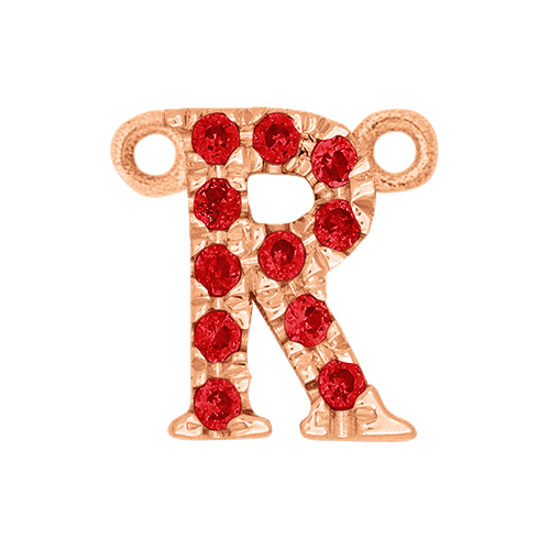 Ruby + 14k Rose Gold Letter Charm