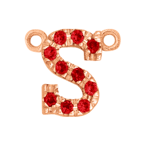 Ruby + 14k Rose Gold Letter Charm