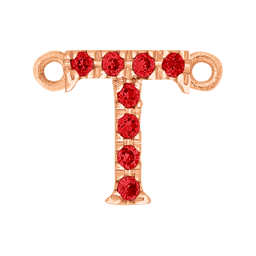 Ruby + 14k Rose Gold Letter Charm