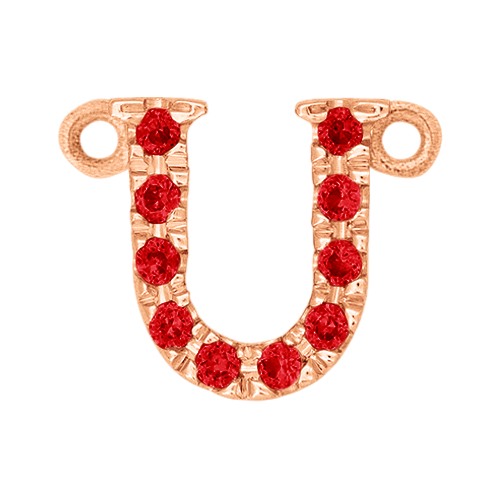 Ruby + 14k Rose Gold Letter Charm
