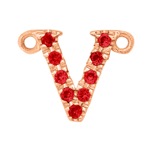 Ruby + 14k Rose Gold Letter Charm