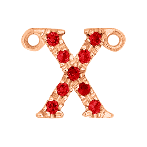 Ruby + 14k Rose Gold Letter Charm