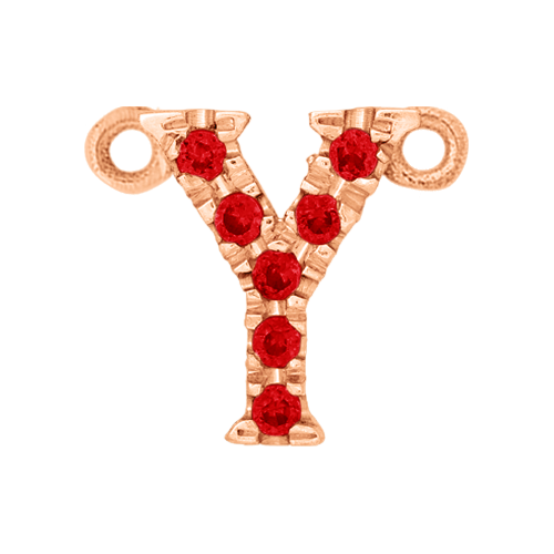 Ruby + 14k Rose Gold Letter Charm