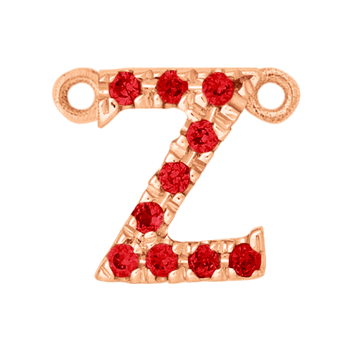 Ruby + 14k Rose Gold Letter Charm