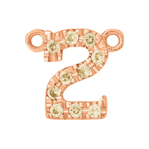 Yellow Sapphire + 14k Rose Gold Number Charm
