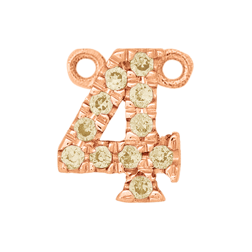 Yellow Sapphire + 14k Rose Gold Number Charm
