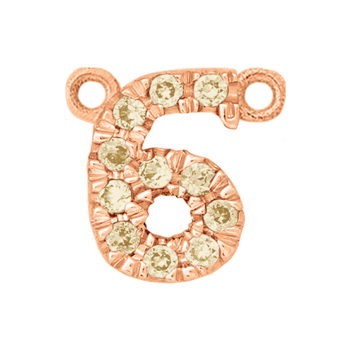 Yellow Sapphire + 14k Rose Gold Number Charm