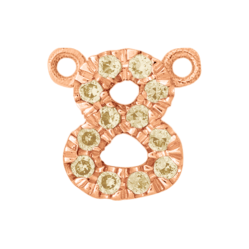 Yellow Sapphire + 14k Rose Gold Number Charm