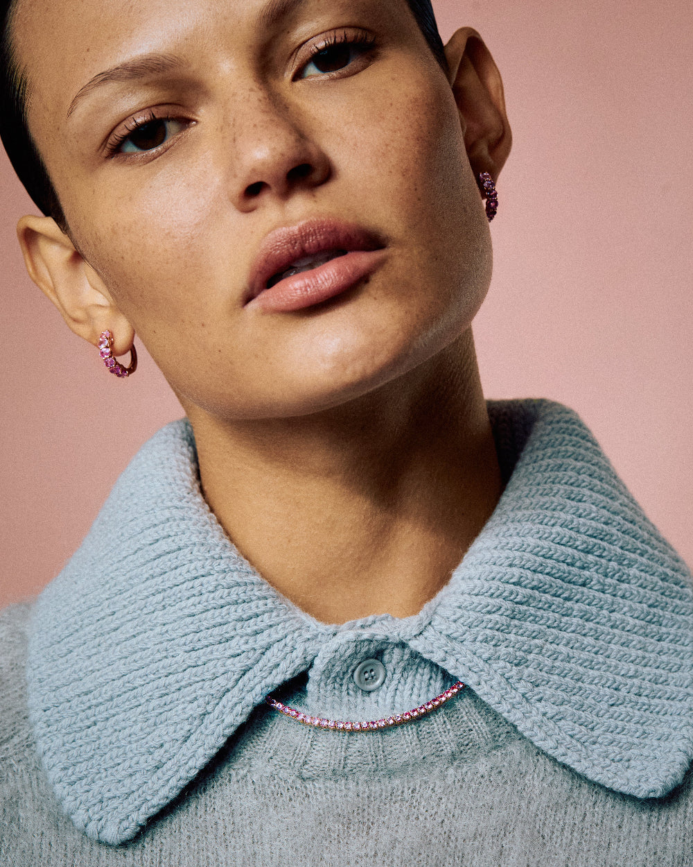 Pink Sapphire Tennis Necklace