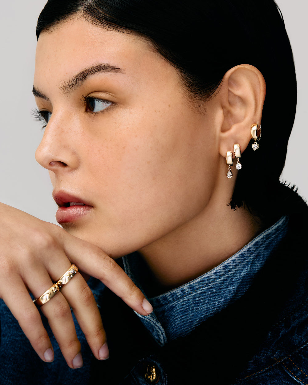 Pear Diamond Everyday Drop Hoop Earrings