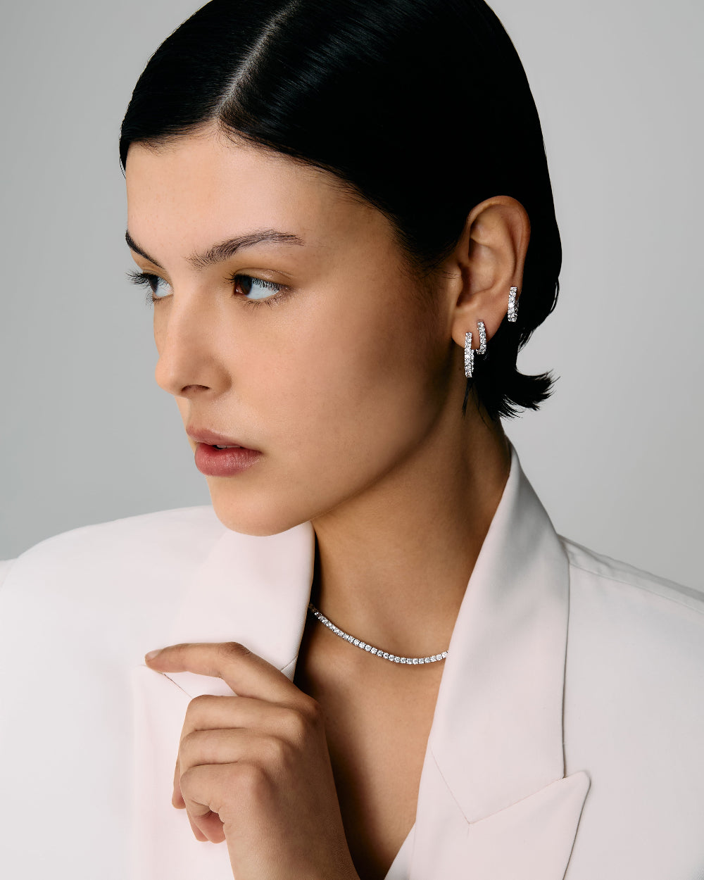 Small Mega Diamond Hoop Earrings