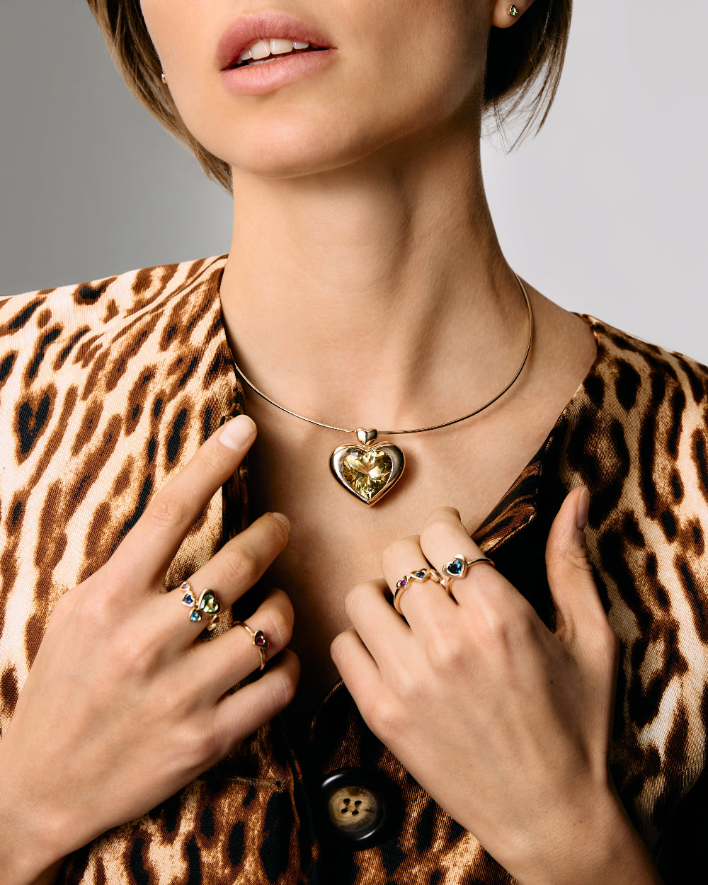 Cupid's Big Quartz Heart Pendant Necklace