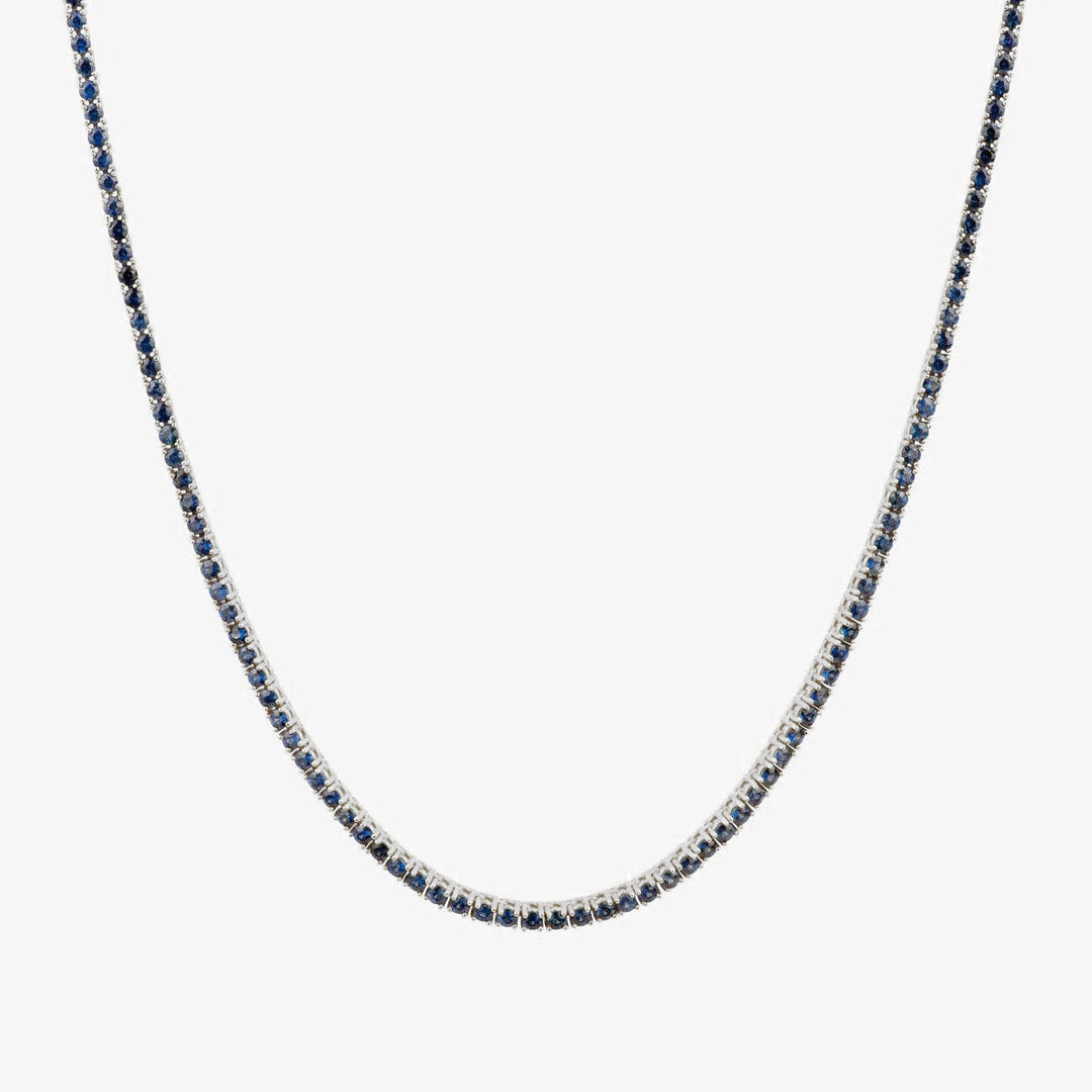 Blue Sapphire Tennis Necklace 14ct Gold Roxanne First