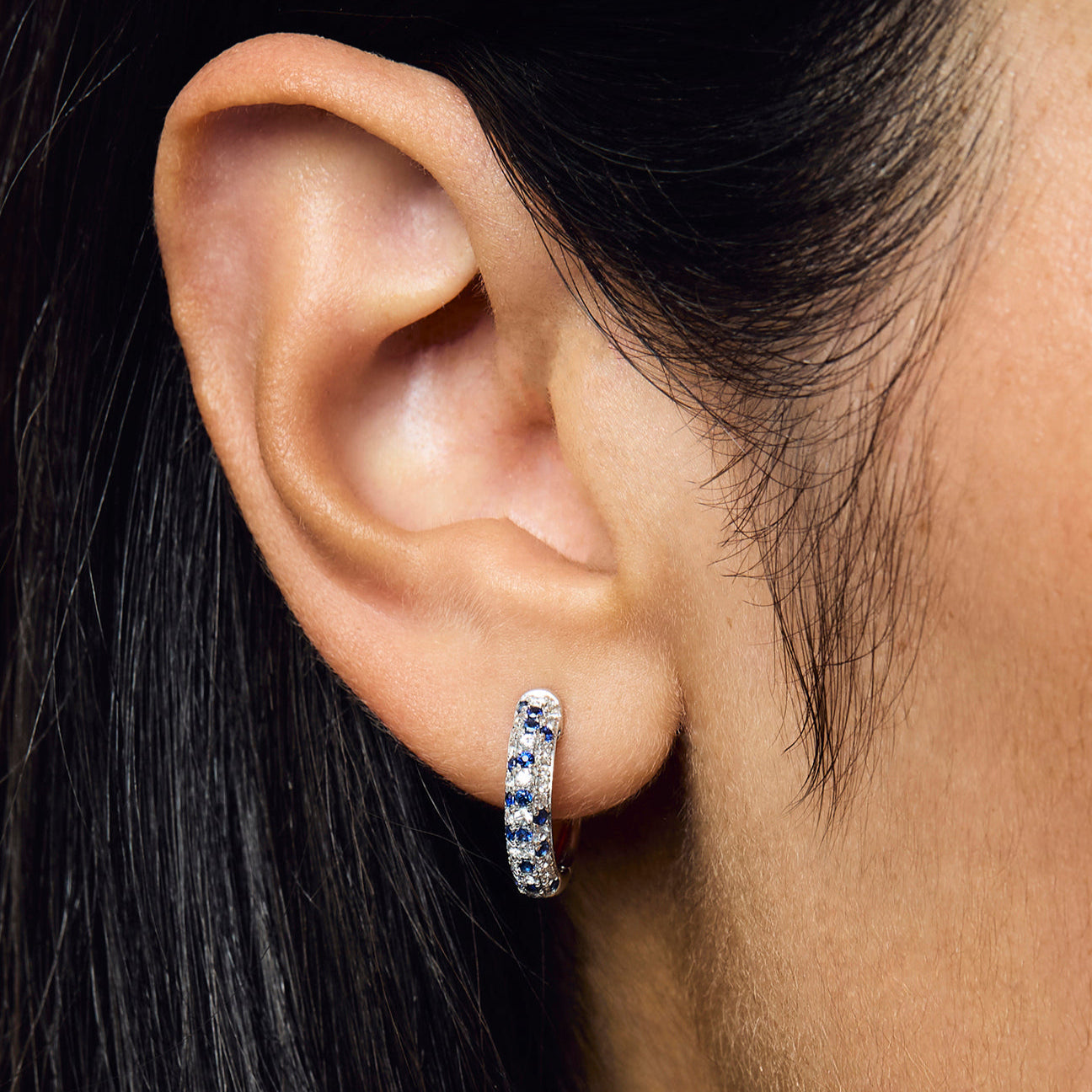 Blue Speckled Hoop Earrings