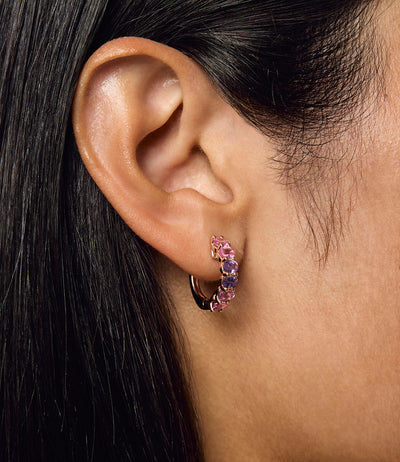 Pink Sapphire Chunko Hoop Earrings