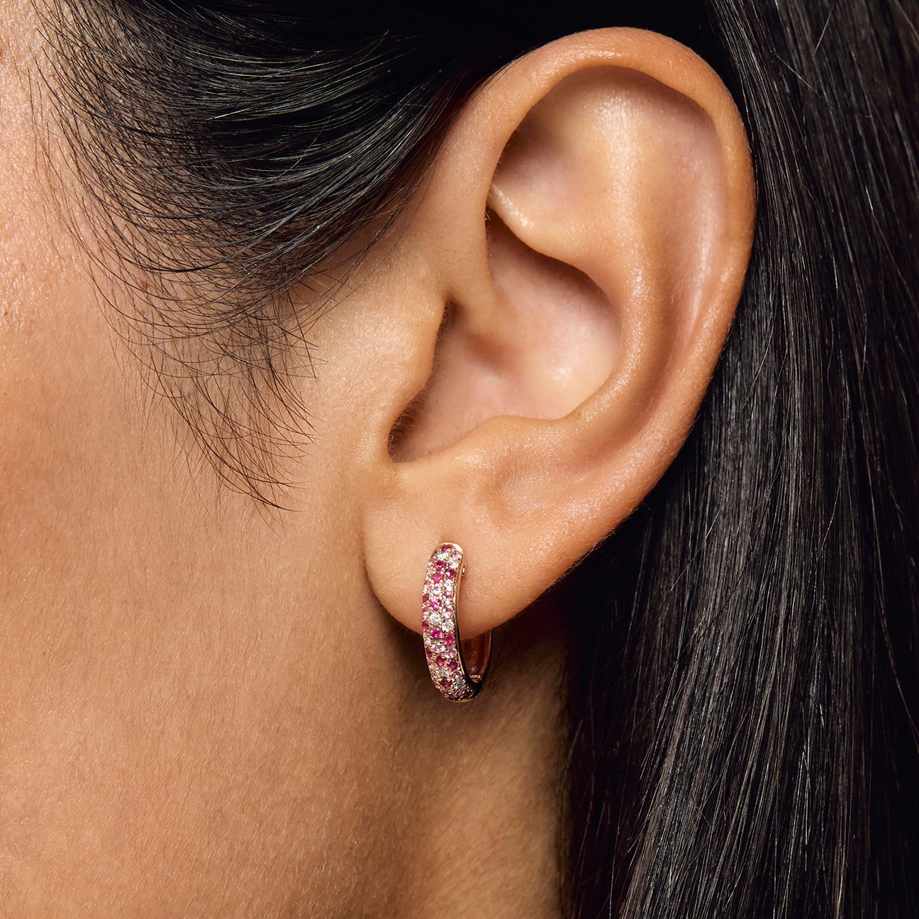 Pink Speckled Hoop Earrings