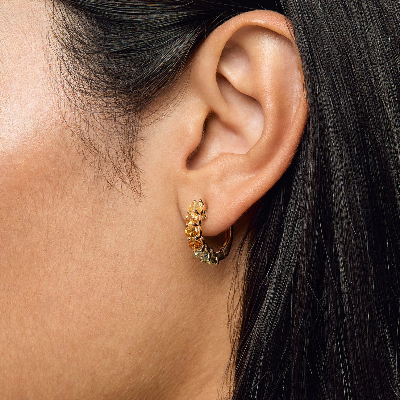 Orange Sapphire Chunko Hoop Earrings