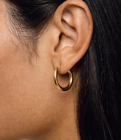 25mm Classic Slim Gold Hoop Earrings