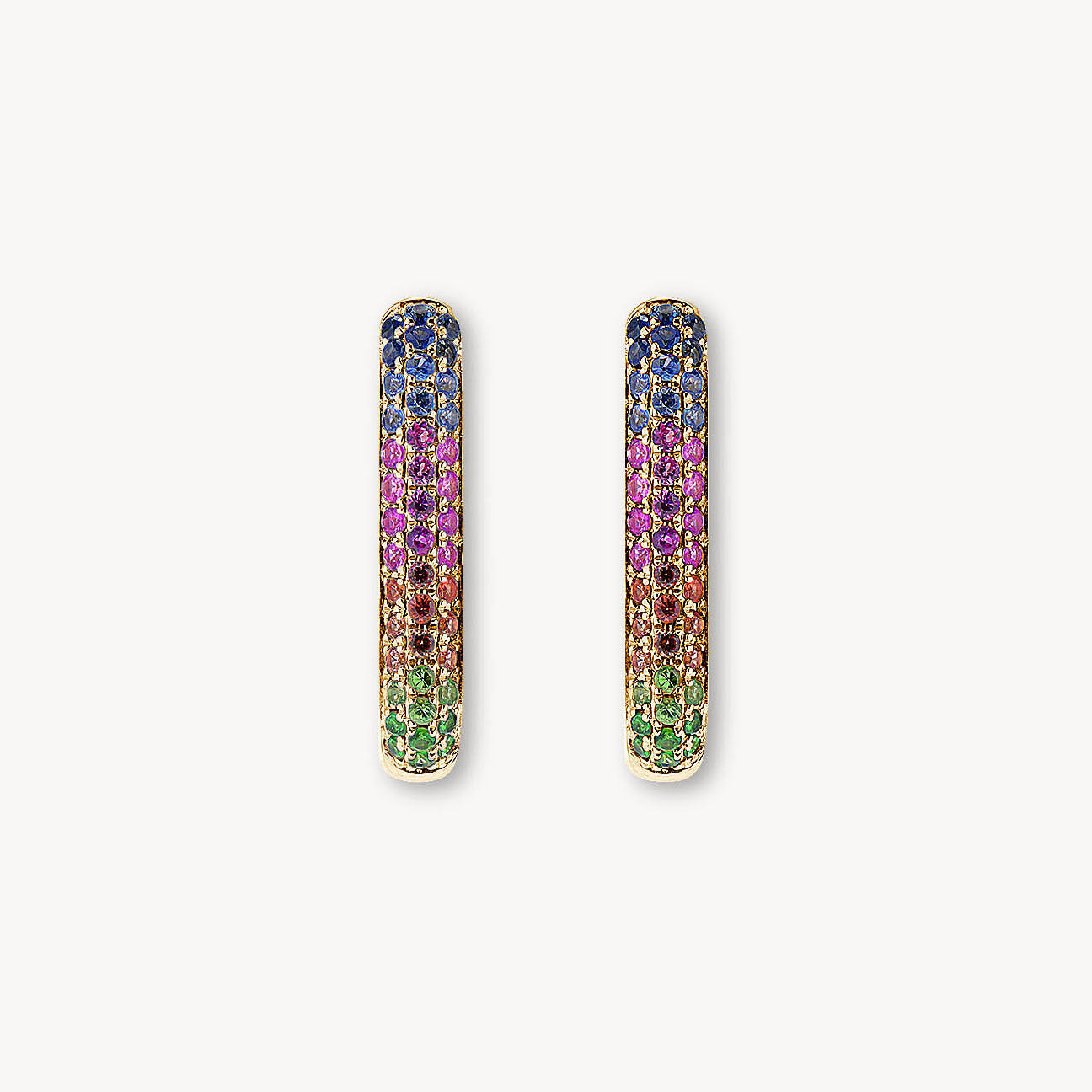 Rainbow Sapphire Oval Hoop Earrings