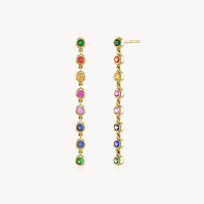 Rainbow Sapphire Bezel Drop Stud Earrings