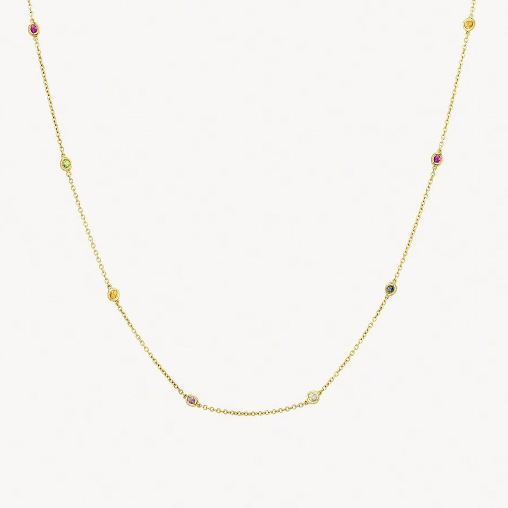 Rainbow Sapphire Skittle Necklace