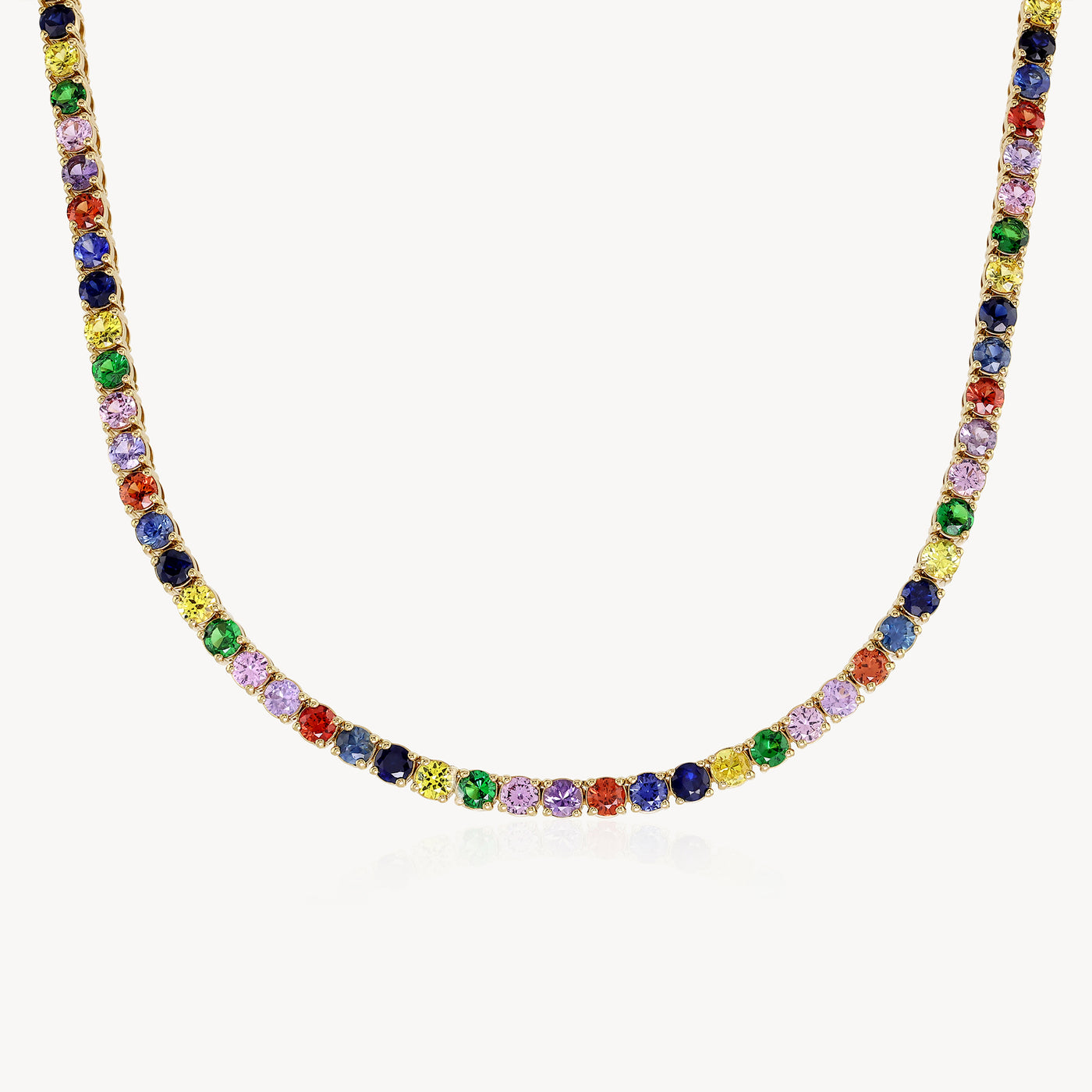 Rainbow Sapphire Tennis Necklace