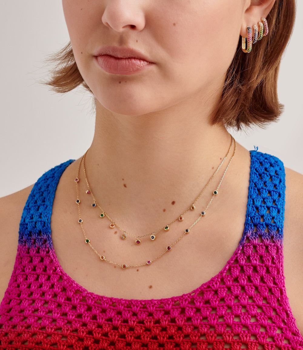 Rainbow Sapphire Super Skittle Necklace