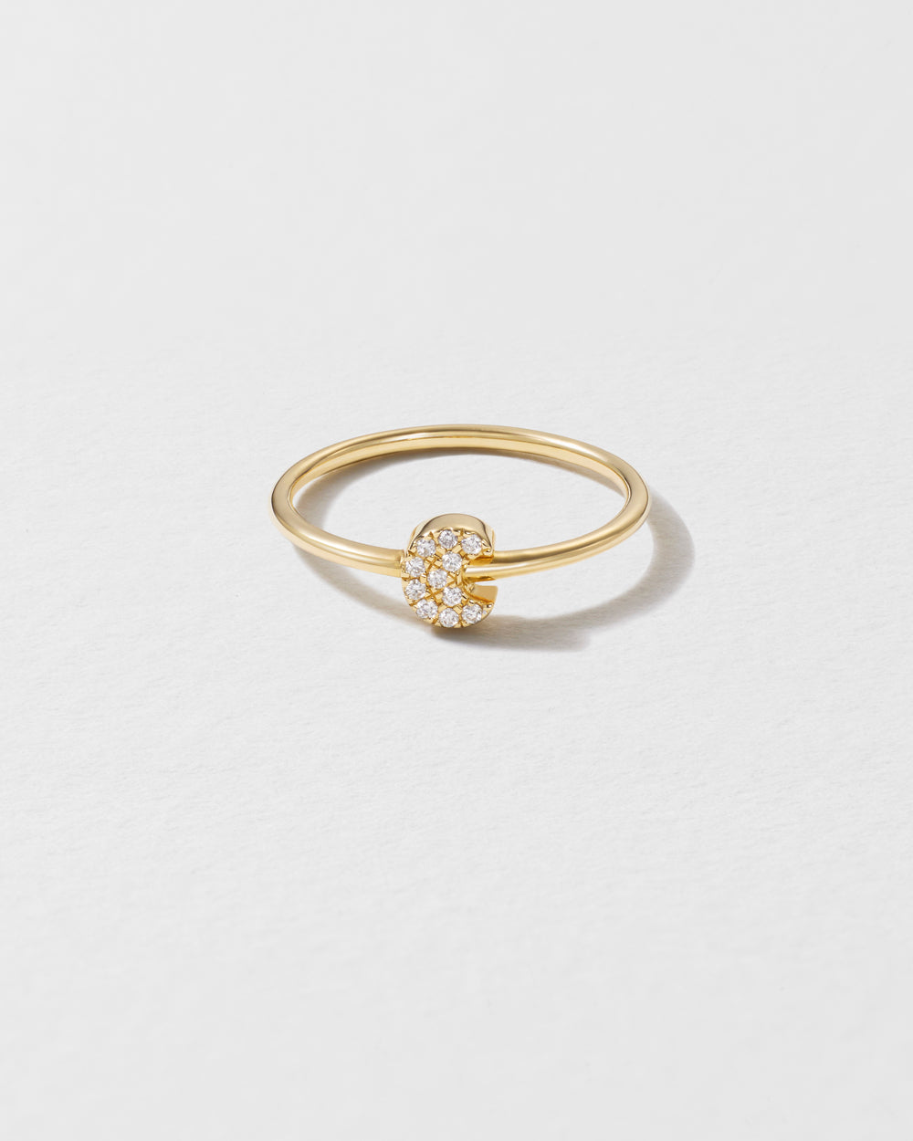 Diamond Crescent Moon Icon Ring