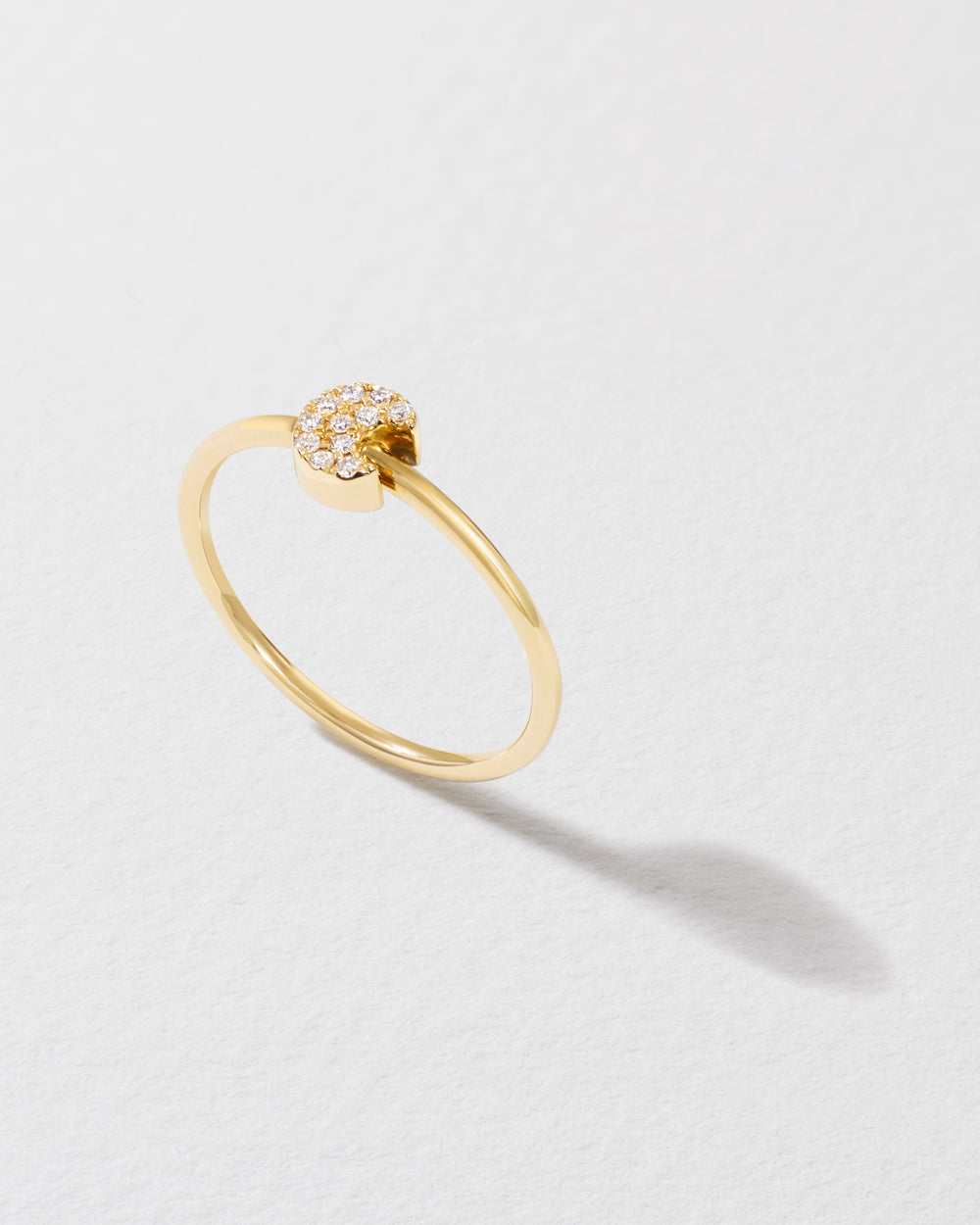 Diamond Crescent Moon Icon Ring