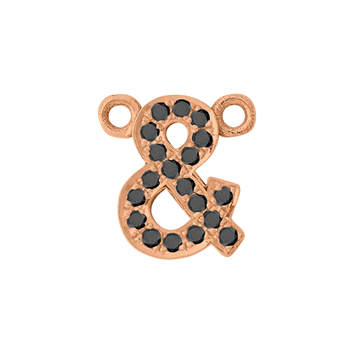 Black Diamond + 14k Rose Gold Letter Charm